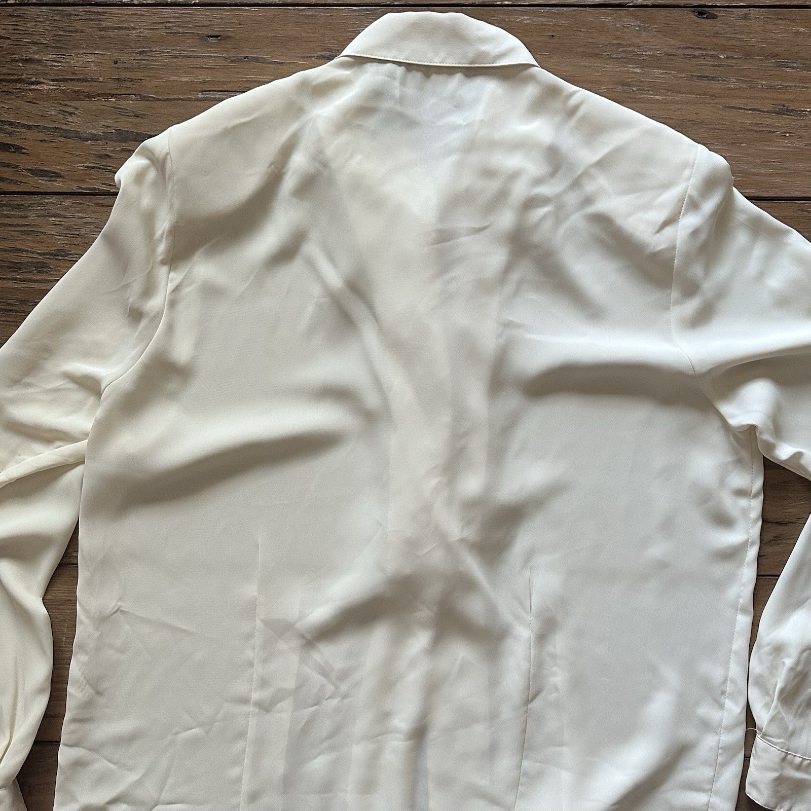 Vtg 80s Christie & Jill Blouse 14T White Lace Jabot Ruffle Secretary Romantic