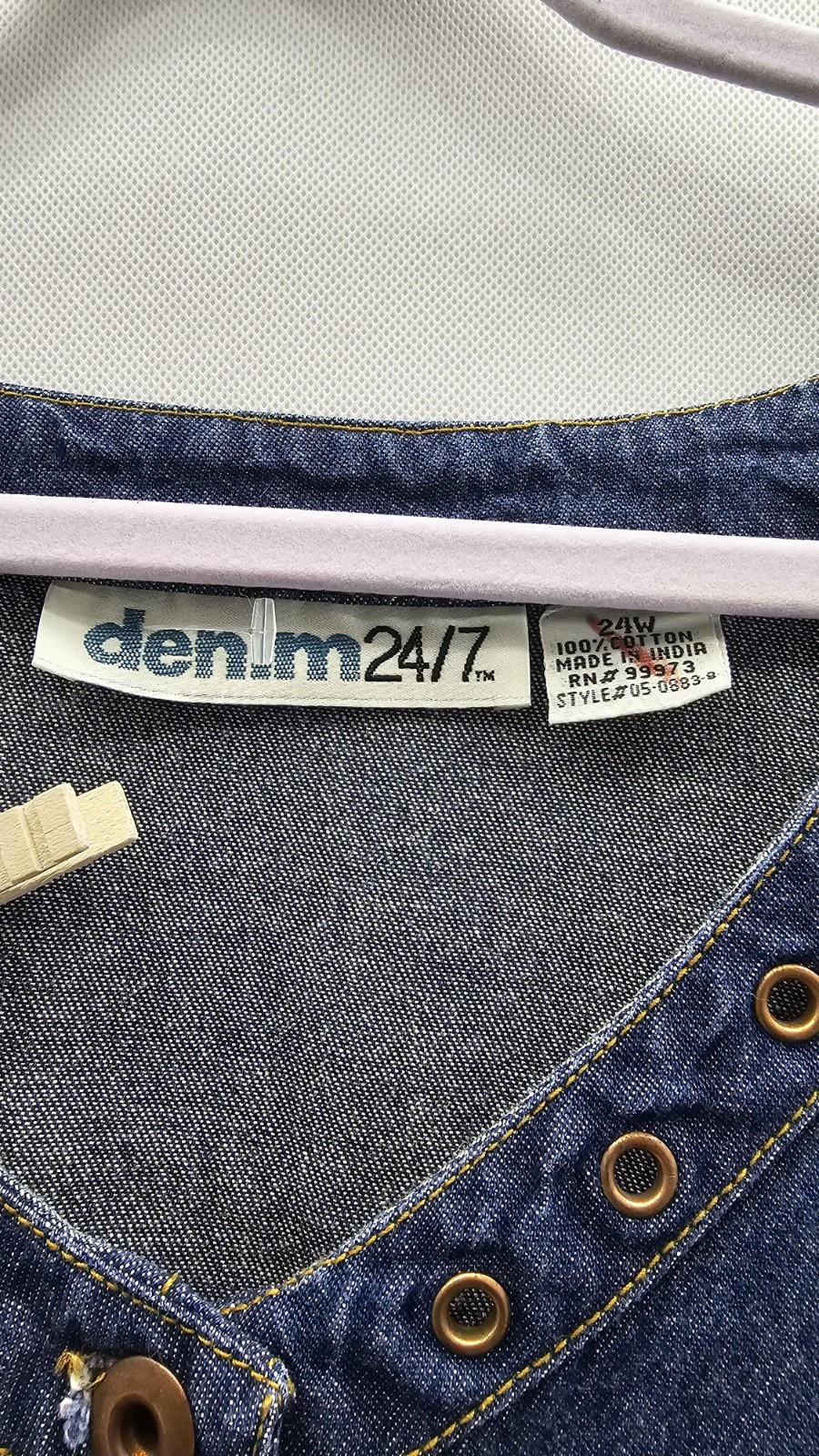 Pre-Owned Vintage Denim 24/7 Woman Size 24W Blue Denim Dress