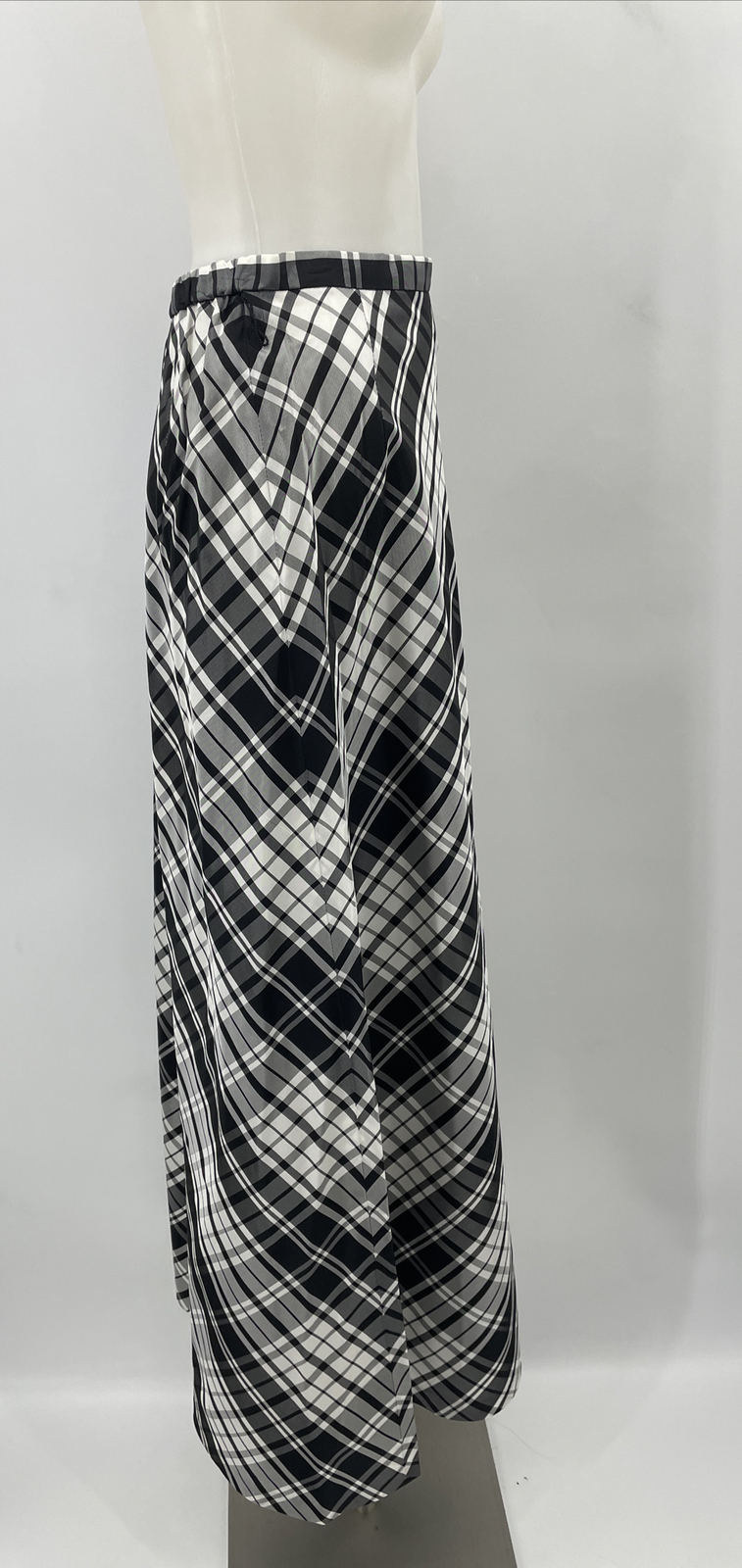 Vintage Styled By Barry Ashley Checkered Plaid Maxi Skirt Black White NWT