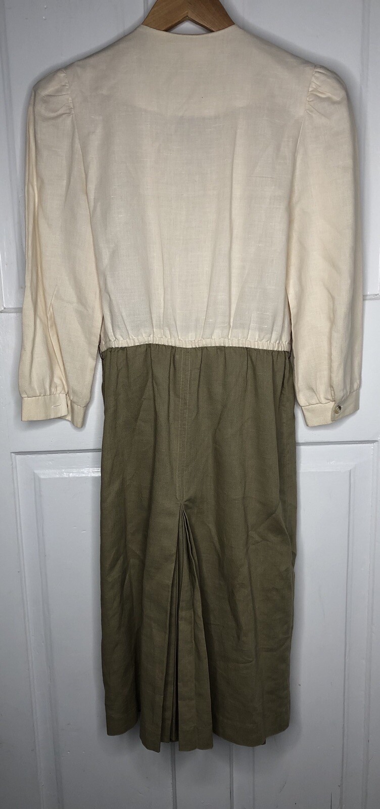 Vintage Act 1 Womens 3 4 Modest Dress Lace Collar Button Tone Pleated 1980s 90s
