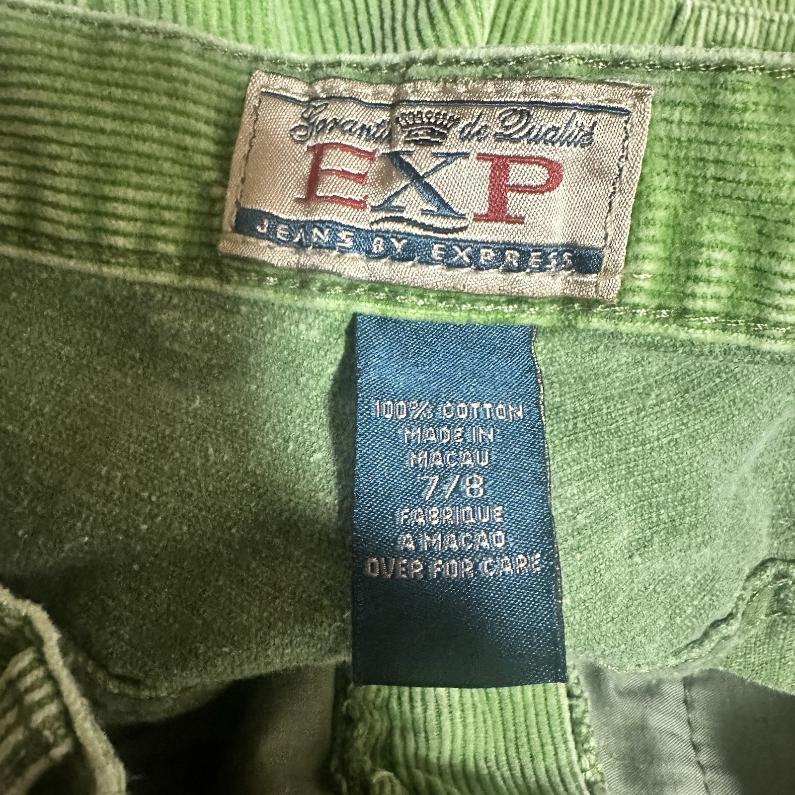 90’s/Y2K express Lime Green corduroy Pants Grunge Riot Girl Indie Sleaze Sz 6