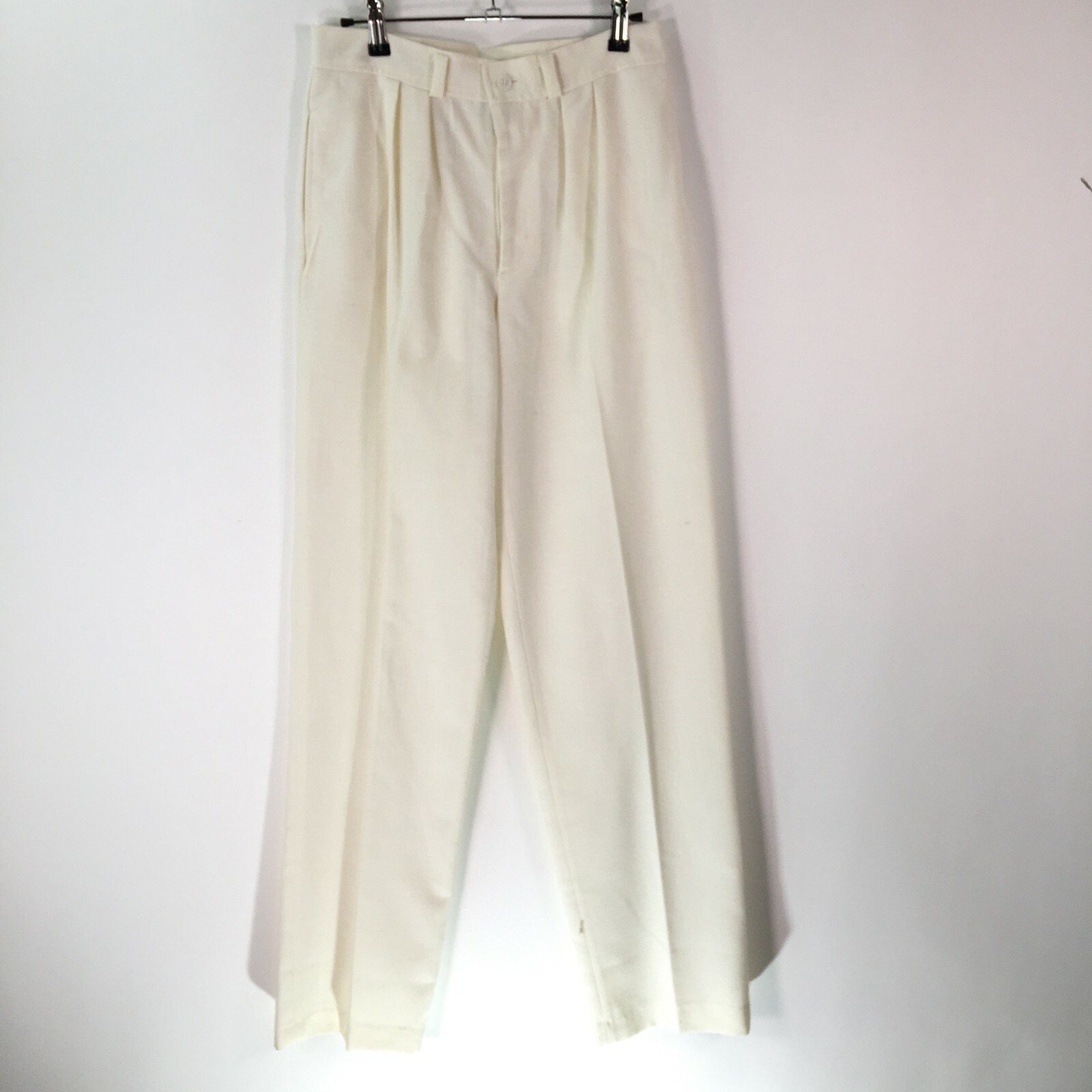 Vintage Romana Womens Pleated Front Straight Leg White Casual Dress Pant Size 11