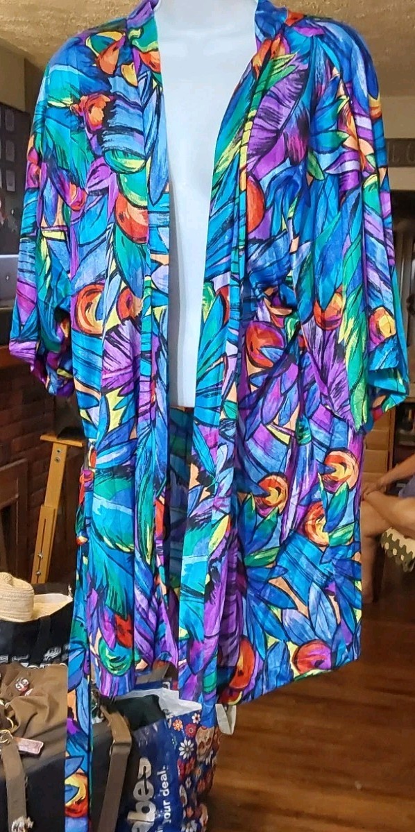 Rose Marie Reid Vintage 1980s Swimsuit Cover-up Short Robe Size Medium USA