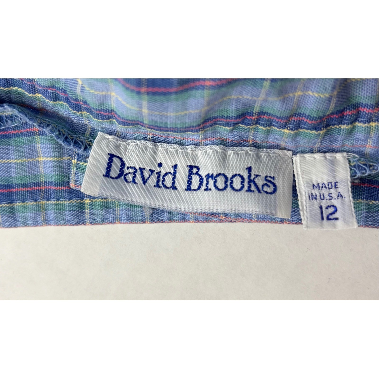 David Brooks Vintage Plaid Pleated Pants Blue Green High Waist Tapered Size 12