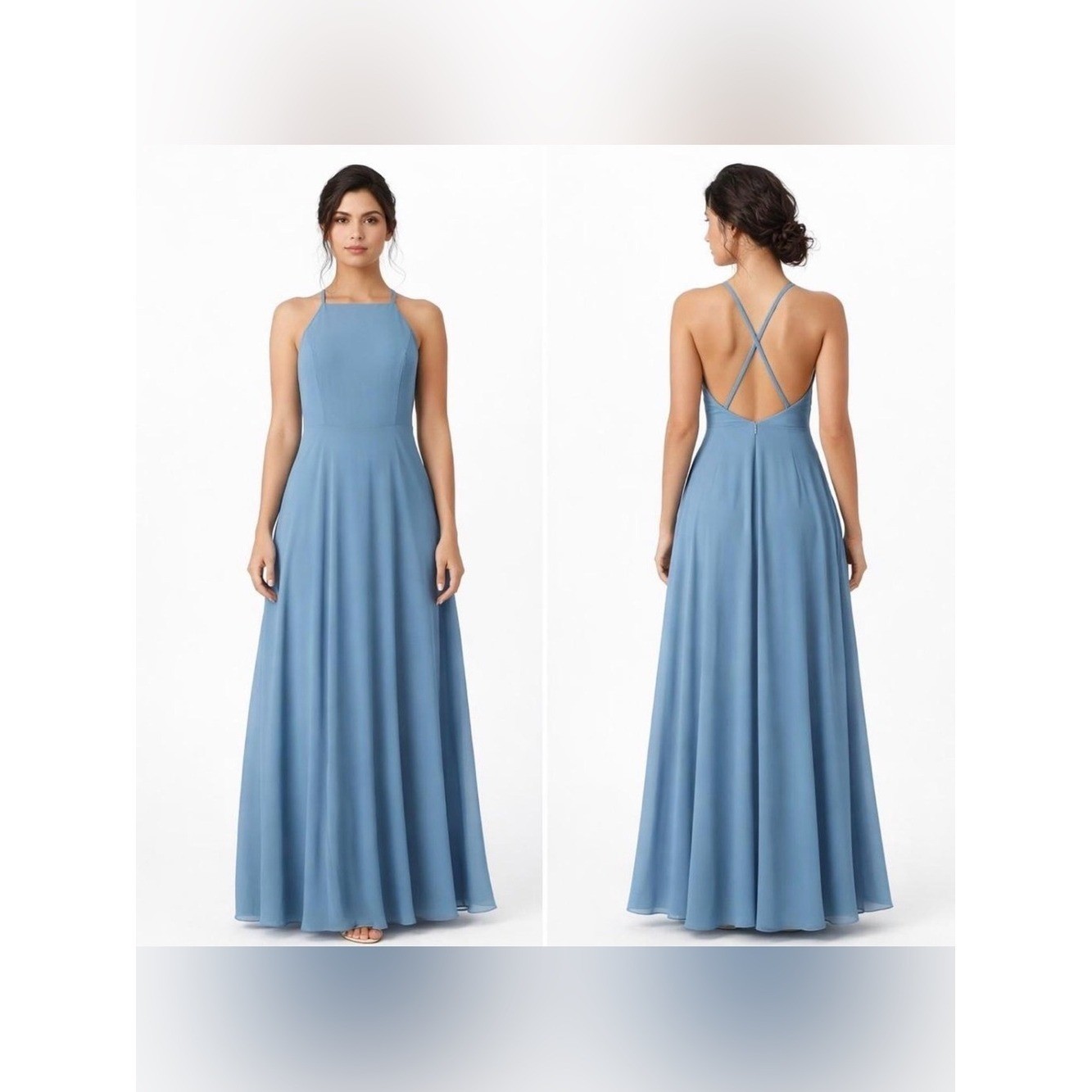 Lulus Mythical Kind of Love Slate Blue Maxi Dress Wedding Guest Ethereal Size xl