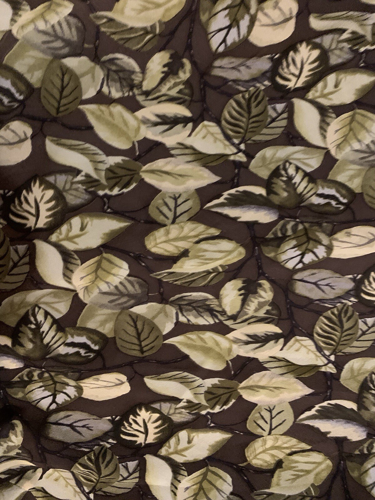 Vintage Et Vous Dress 100% Silk Maxi, Detailed Leaf Design , Cottage Core