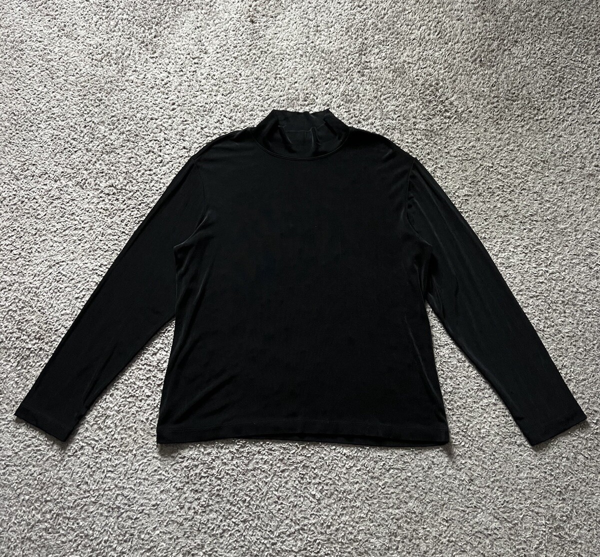 Vintage Y2K 90s Top Black Mock Neck Long Sleeve Stretch Goth Cyber Slinky Casual