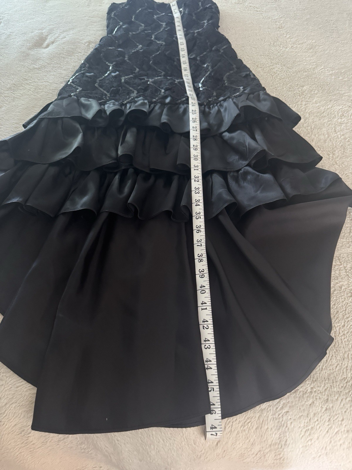 Women’s L.A. Glo Vintage Black Sequined Hi-low Strapless Cocktail Dress 11/12
