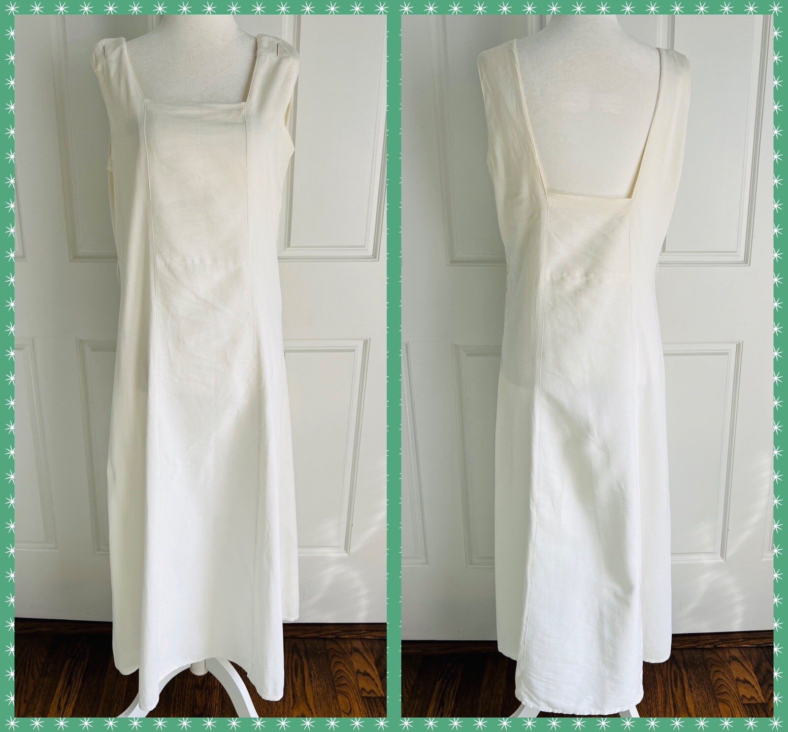 Vintage 1930’s Best & Co NY Paris Crisp White Linen Pinafore Style Dress Sz S/M