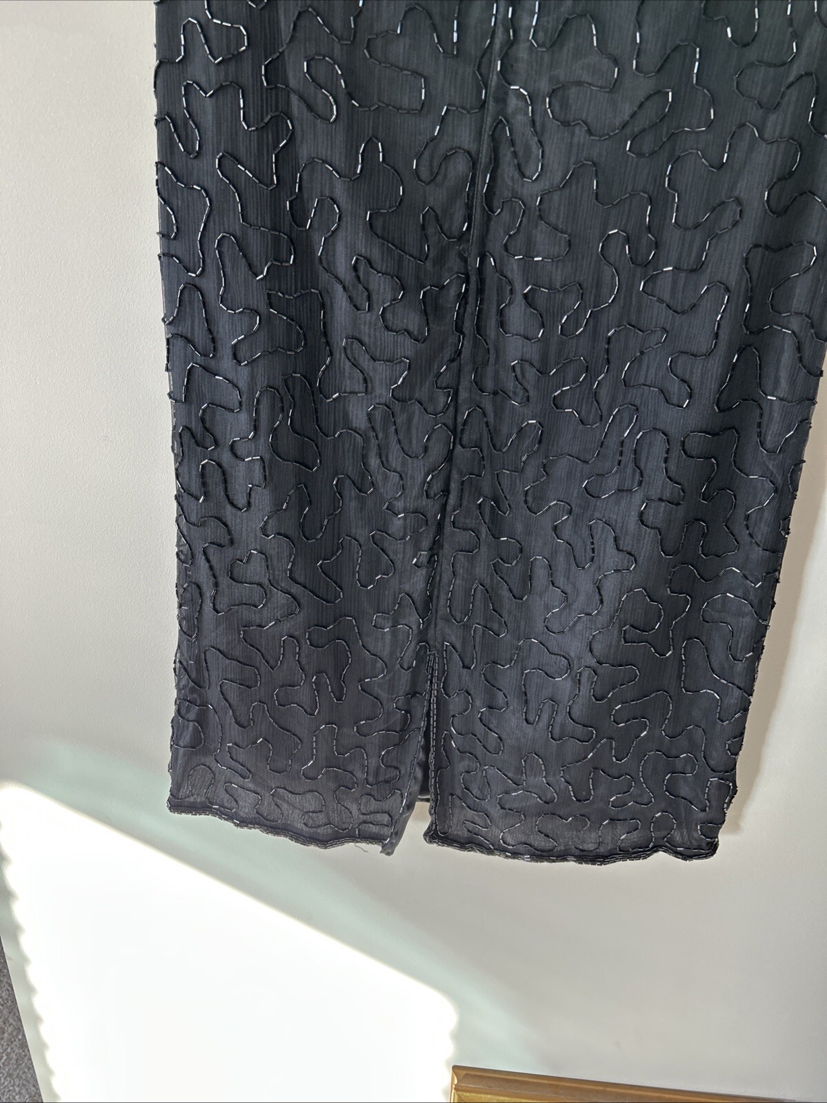 Vintage 80s SweeLo Fully Beaded Black Dress 100% Silk Size 10-12 Cocktail