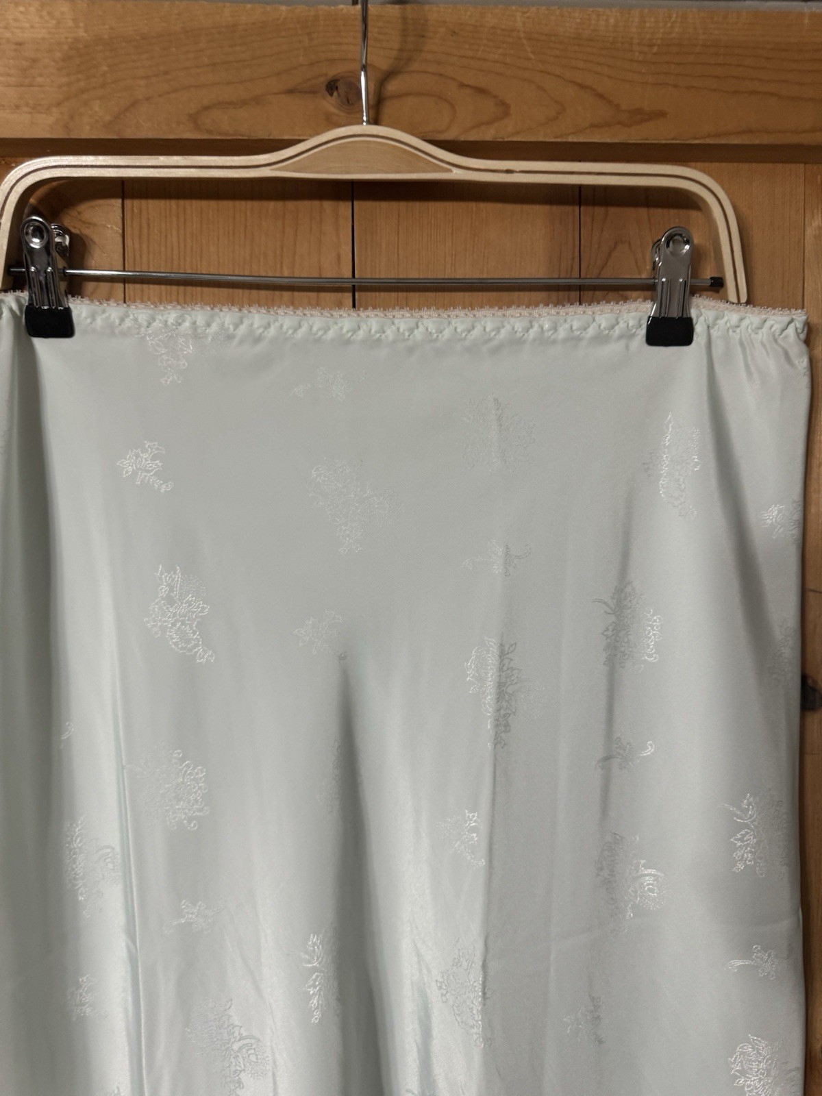 Vtg Farr West Sea Foam Green Embossed Glossy Satin Half Slip M L W-30-36” NWD