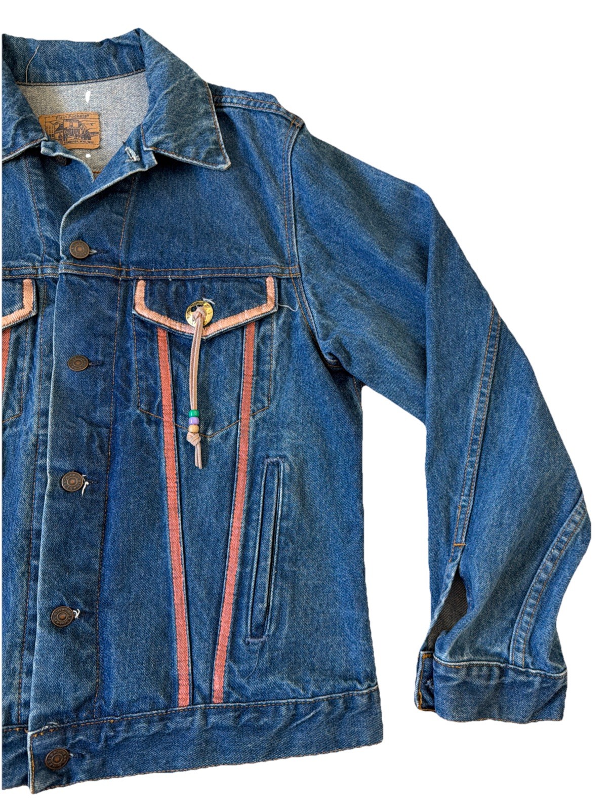 Vintage 70s 80s Plain Pockets Aztec Desert Denim Jean Jacket Women Size Medium