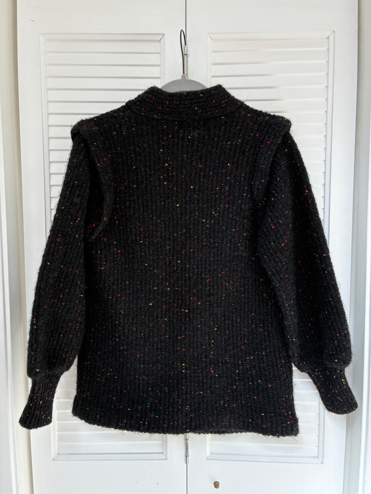 Vintage Sweater Jacket Black Wool Confetti Yarn Speckled Cin Cin 1970’s 1980’s