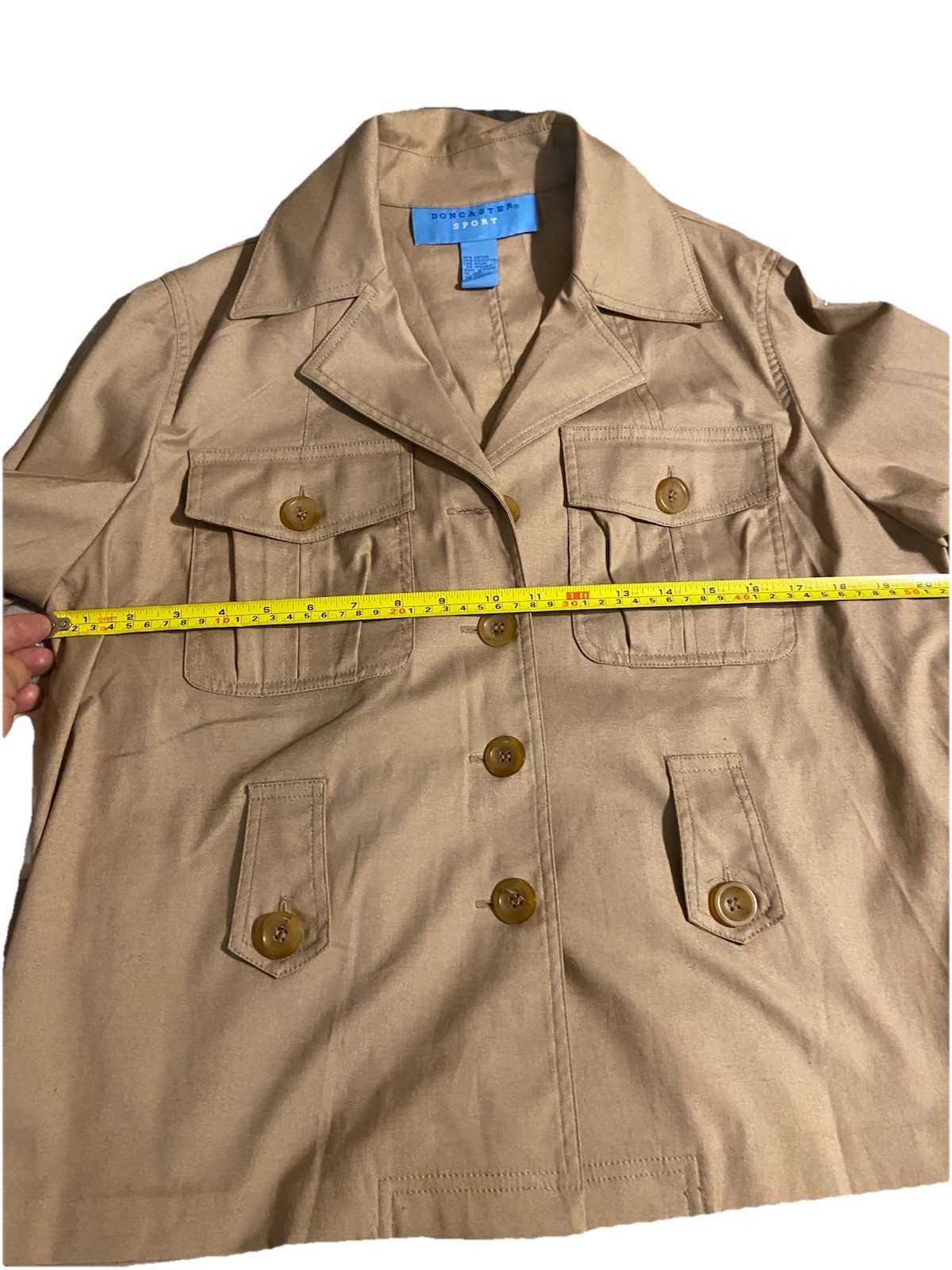 Vintage Doncaster Sport Tan Safari Utility Jacket Belted 90s Career Chic Belted