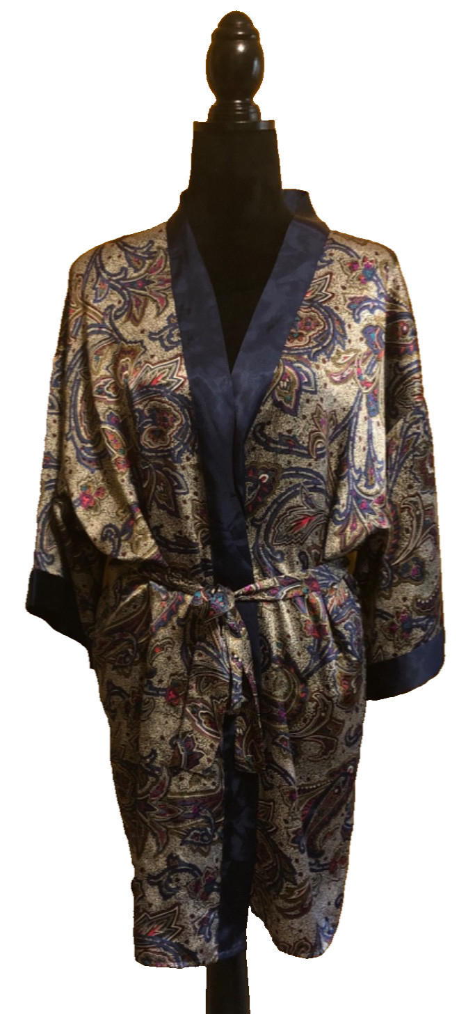 VTG 80’s Body Drama Lingerie Women’s Multicolored Paisley Print Kimono Robe M