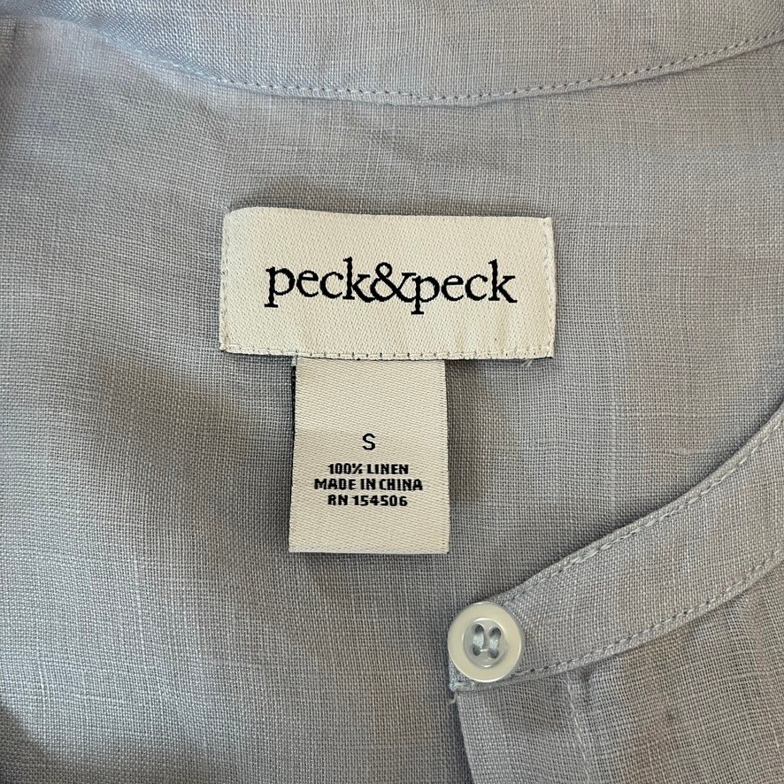 Peck & Peck 100% Linen Button Up Blouse Sz S Coastal Grandmother Lagenlook