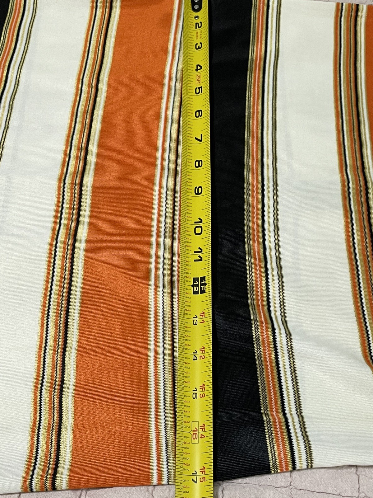 Hand Sewn Vtg 70s Midi Dress Orange Brown Yellow Sm/6 Long Sleeve Back Zipper **