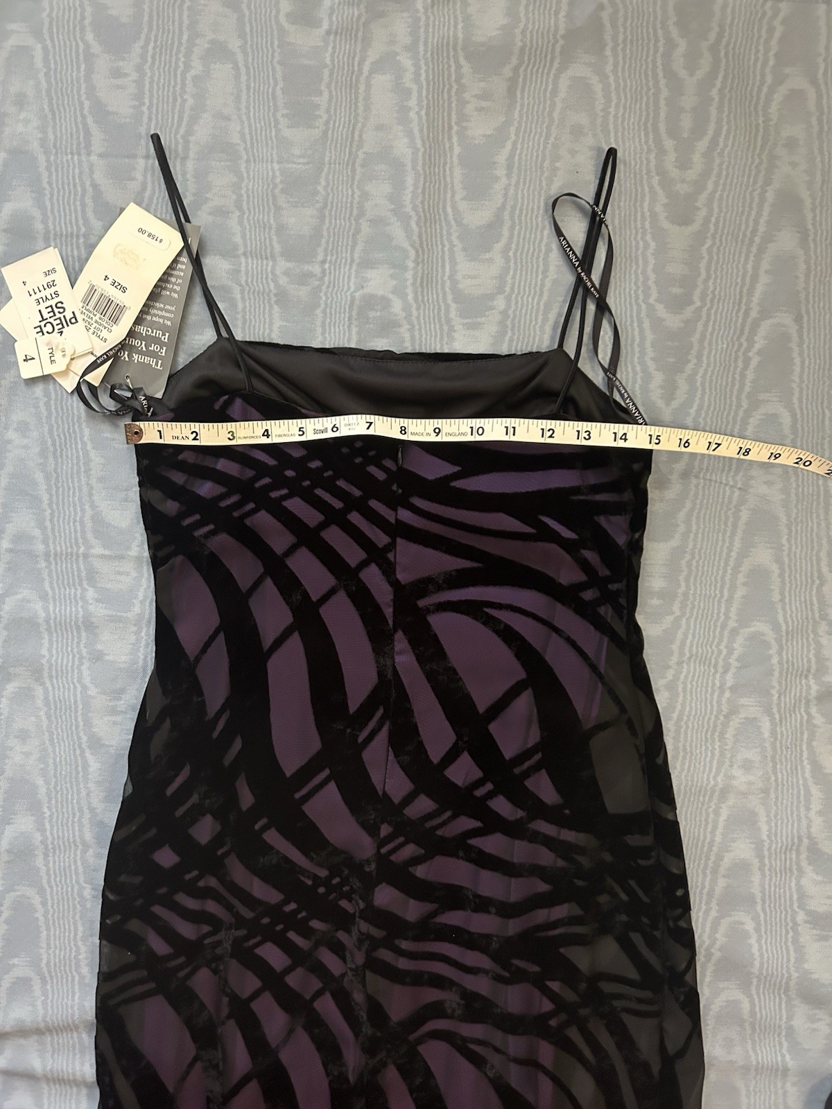 Vintage Arianna by Rachel Kaye Black Purple Velvet Claudie Dress w/Shawl•4•NWT
