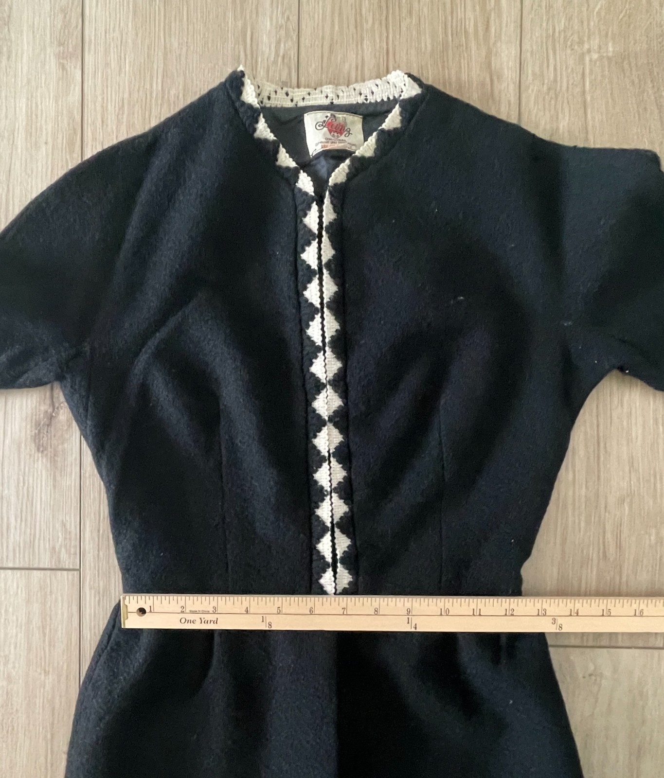 Vintage 1960s Lanz Original Tailored Long Sleeve Black Wool Dress-Women’s XS/S