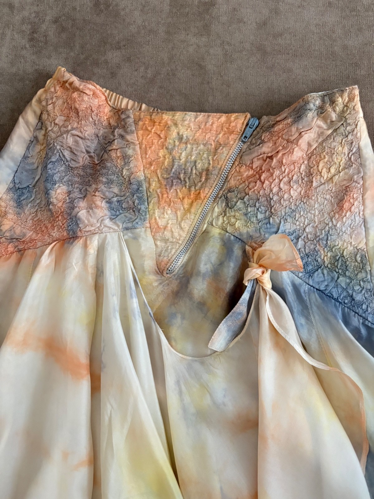 Vintage Maick Harold Paris Silk Blend Asymmetrical Tie-Dye Skirt