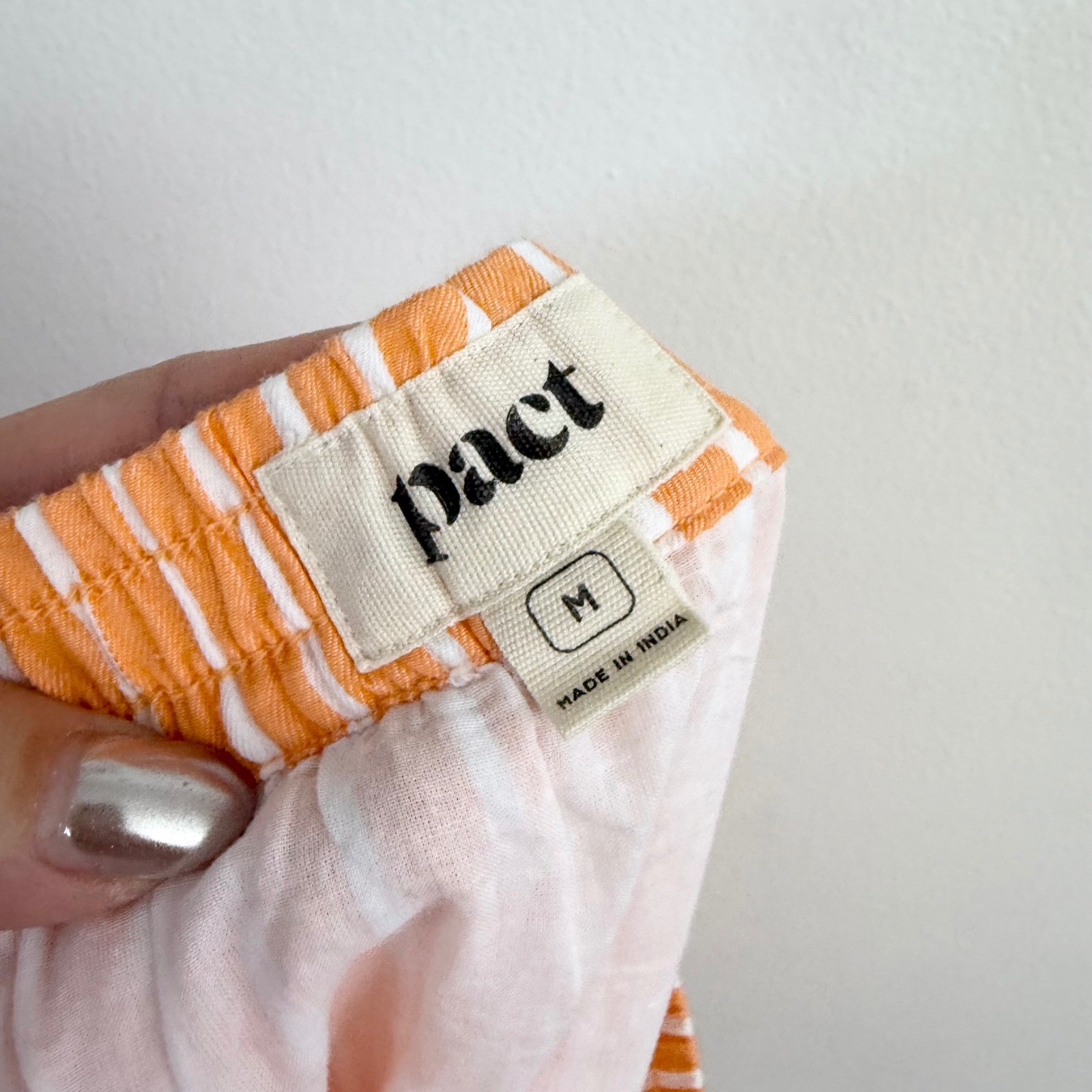 Pact Organic Cotton Orange White Stripe Tiered Midi Skirt Size M