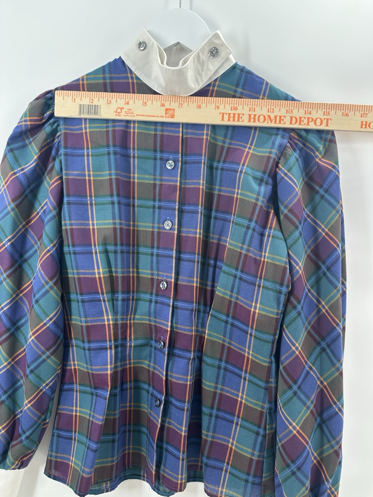 VTG 80s Underground SF Plaid Blouse Puff Sleeve Edwardian Revival Cuffs AB10 NWT