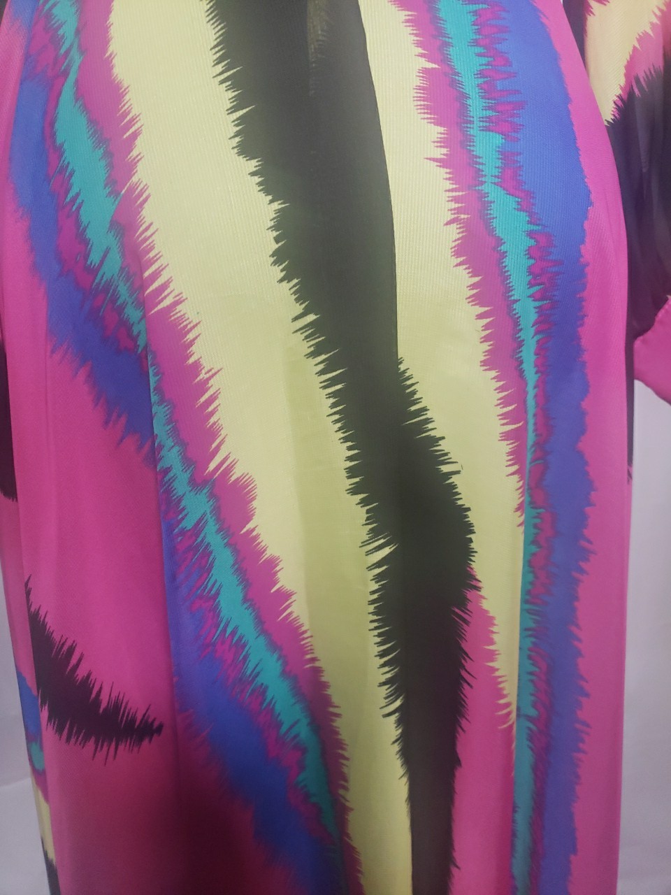 Vintage Sexy Diva Maxi Dress Small Sheer Multicolor Women Long Sleeves Pullover