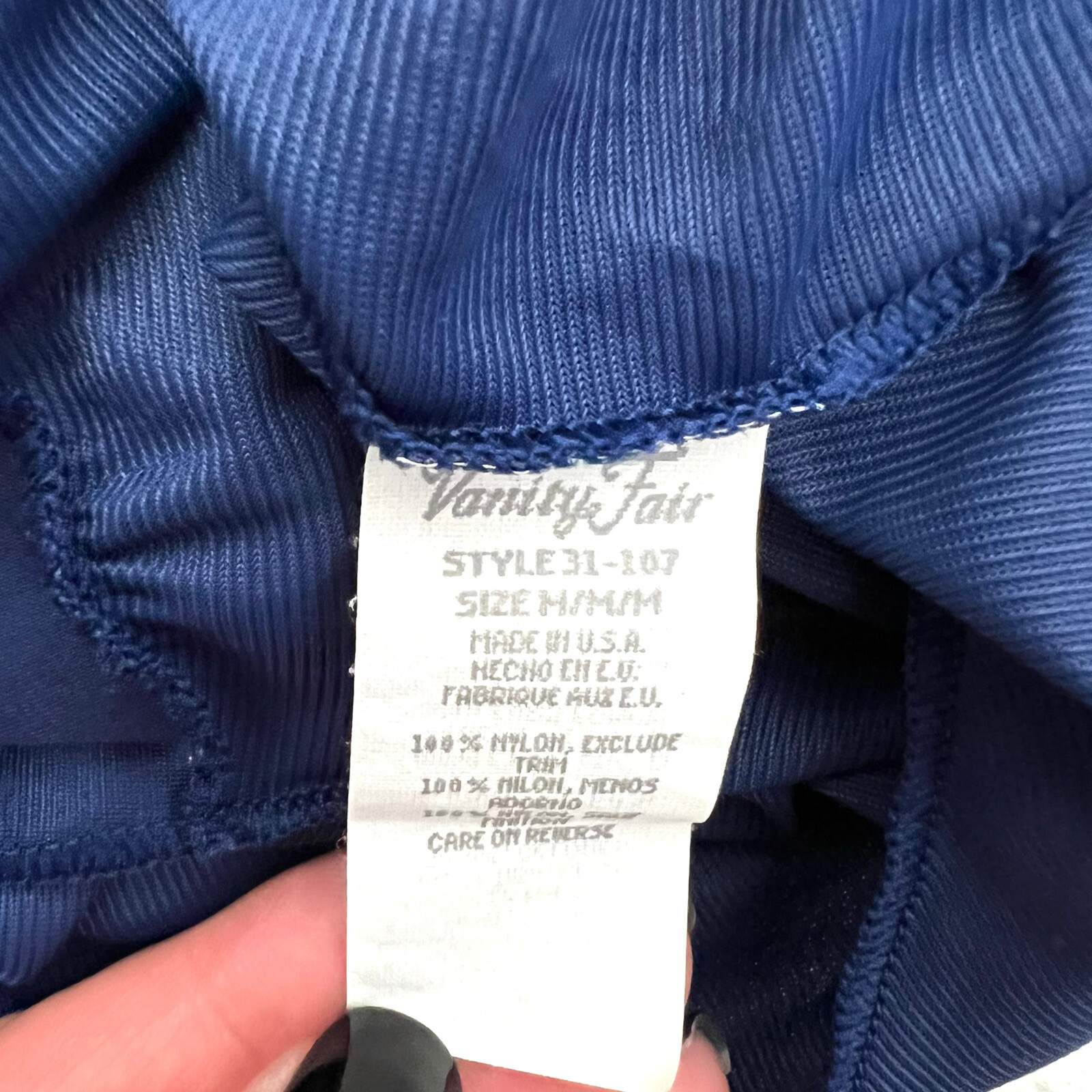 Vanity Fair Vintage Nightgown Blue Nylon Small Medium Robe Slip Set USA Made