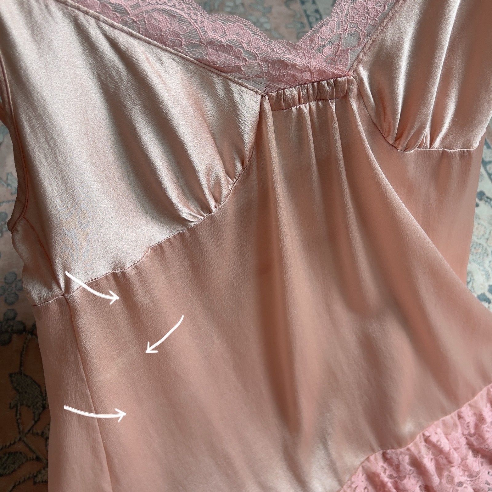 Vintage Victoria’s Secret Blush Peach Pink Silk Lace Mini Slip Dress (M)