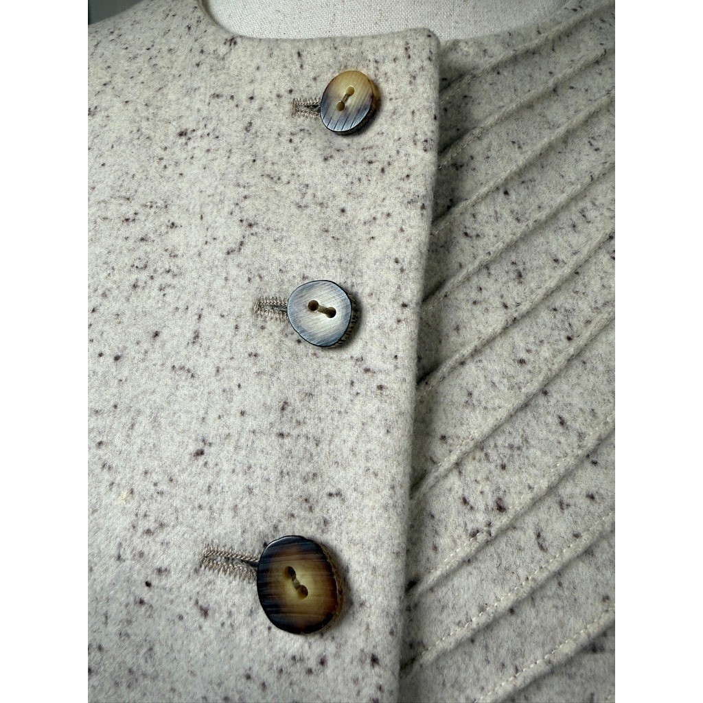 Bill Blass Neiman Marcus Vintage 90s Cream Speckled Cashmere Wool Coat Womens 14