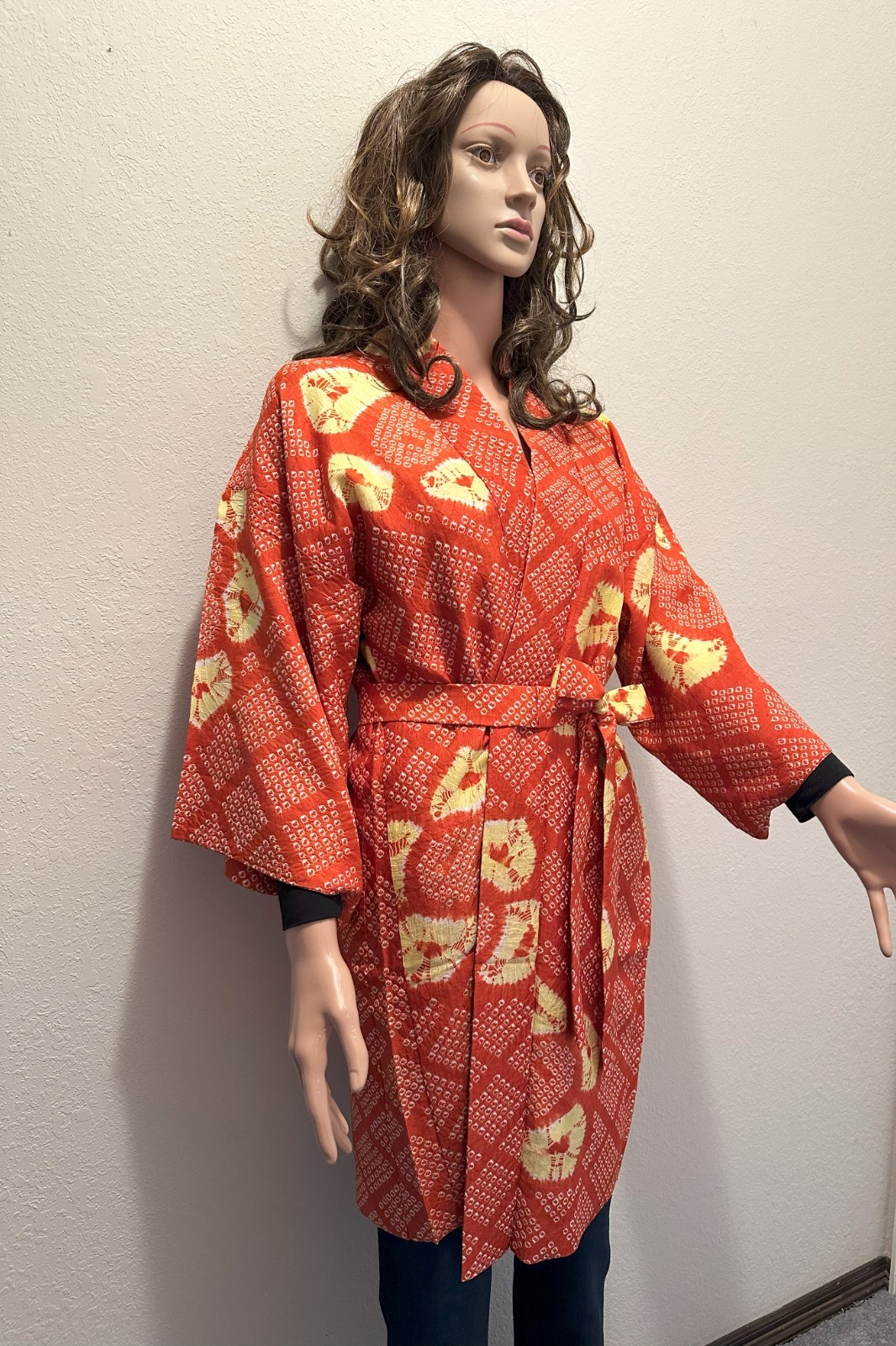 Silk Kimono-Cardigan, Kimono coat Antique coat Kobana Treasure Silk Orange Retro