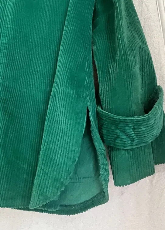 1970s Women’s Austin Hill Green Corduroy Dagger Collar Metal Zip Jacket Shacket