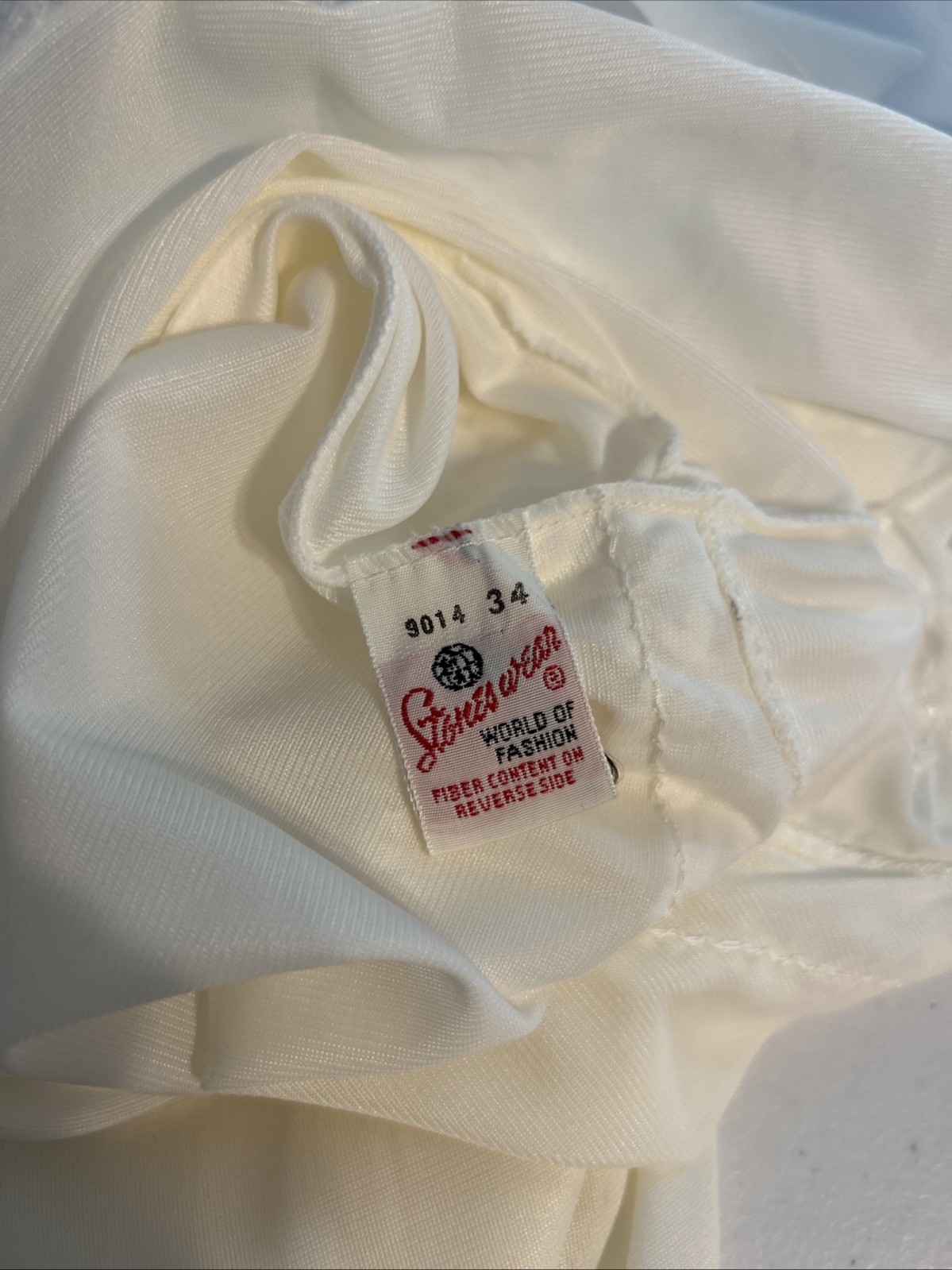 Rare! Vintage Stones Wear White Full Slip Nylon Sz 34 Lace Embroidered