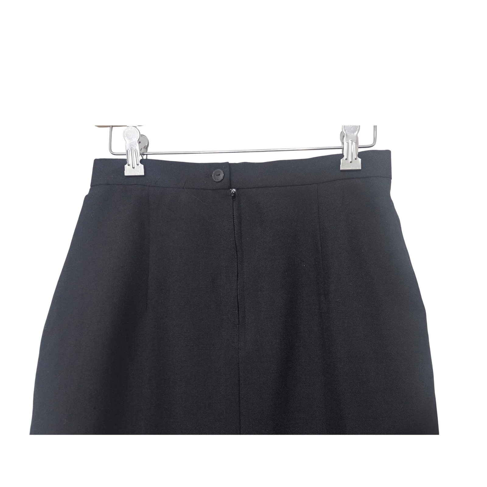 Vintage Black Pencil Skirt Tailored Midi High Waist Office Career Size XS W26″