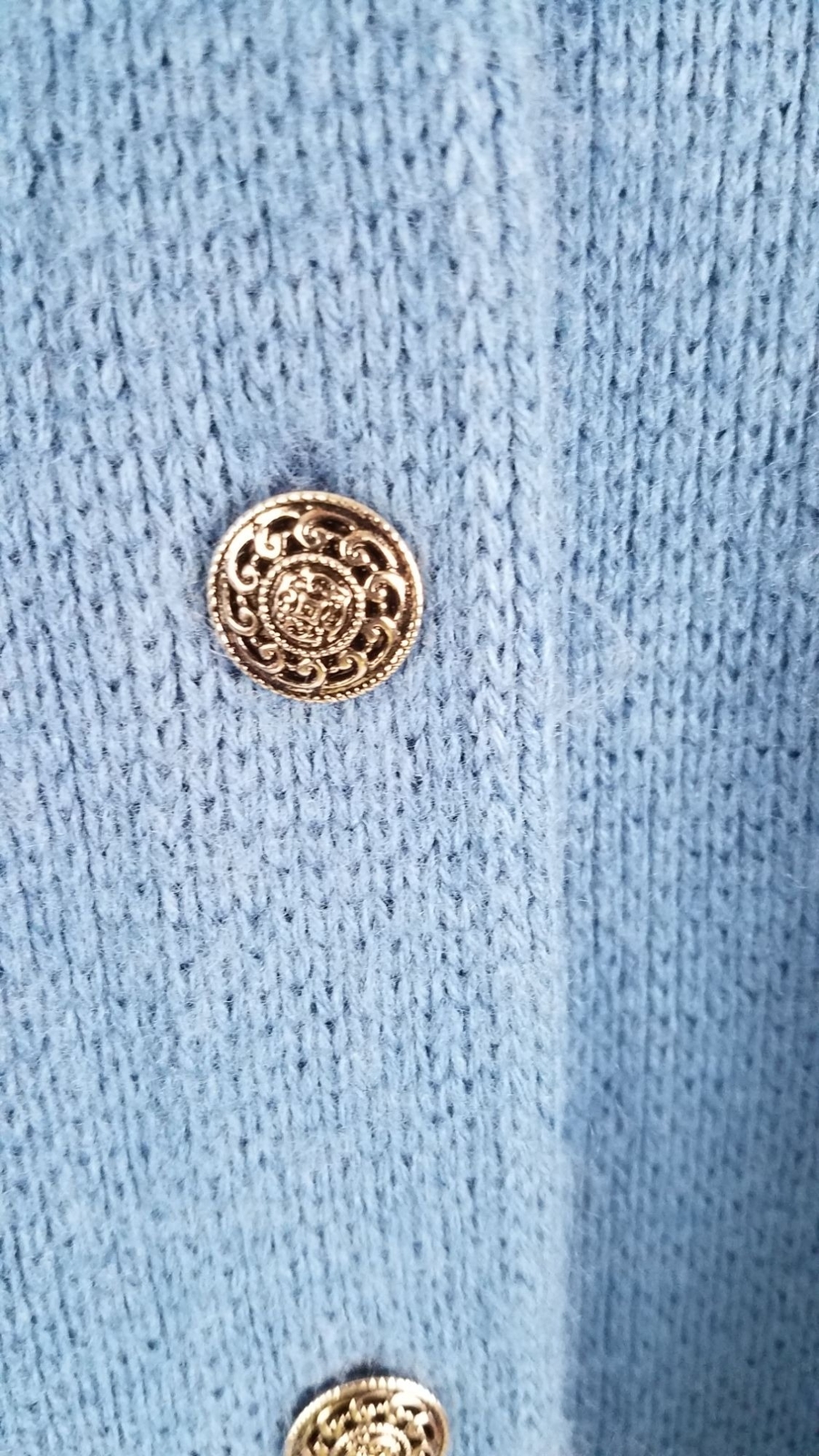 Vintage Jersild Women’s Sz. 44/12 Cardigan Sweater Blue Knit & Scallop Detail