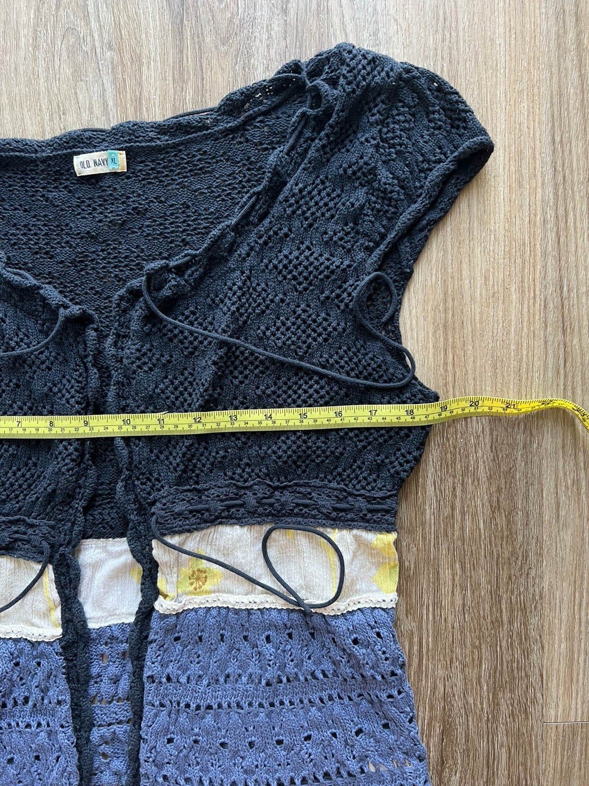 Y2K Old Navy Women’s Crochet Vest Top Knit Boho Cottagecore Open Front