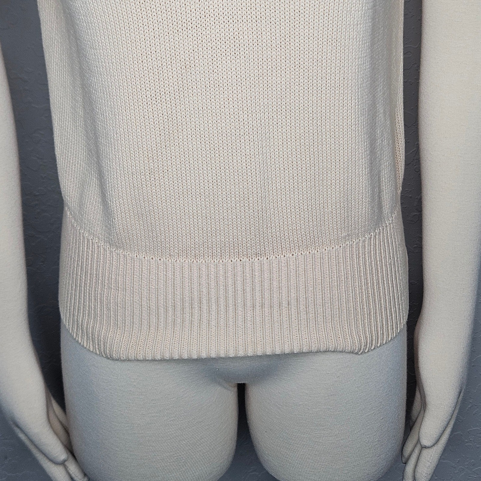 Vintage Magnolia Musk Melon Cotton Knit Tank Top Crochet Trim V-Neck Size M