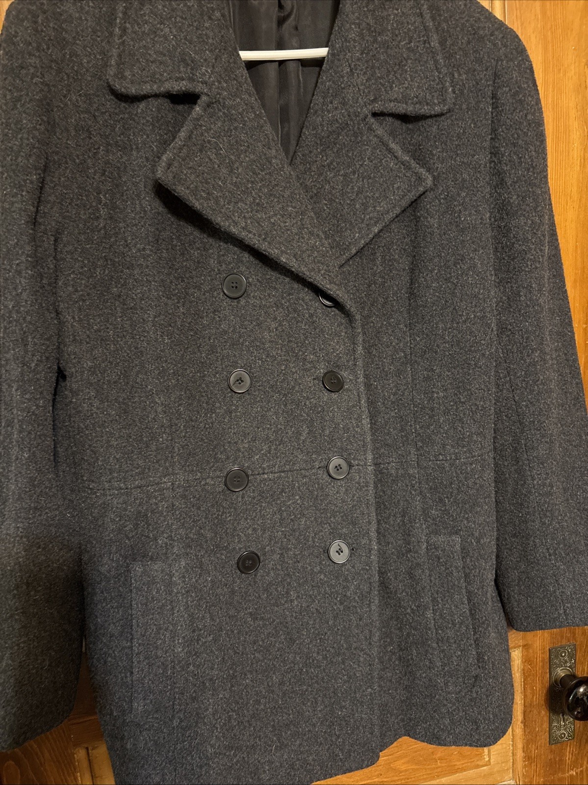 Nice Vintage Ash Black Double Button Down Jason Kole 100% Wool Woman’s Coat