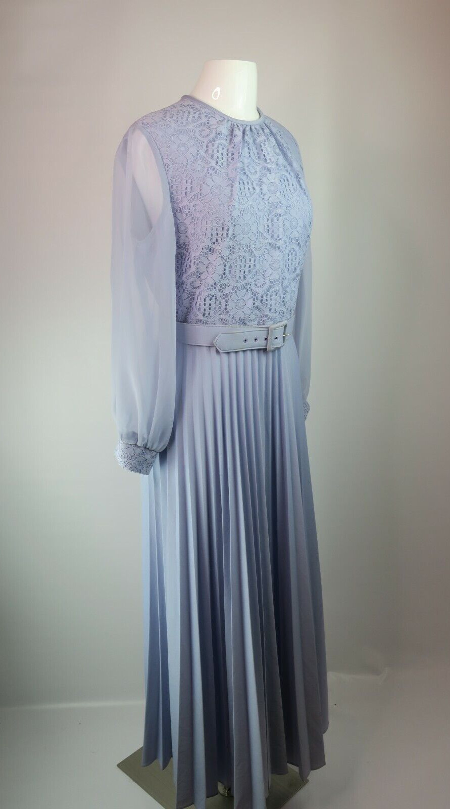 BOHO HIPPIE Prairie Festival MOD Illusion Dress 60s VTG Lilac Purple Lace L/XL
