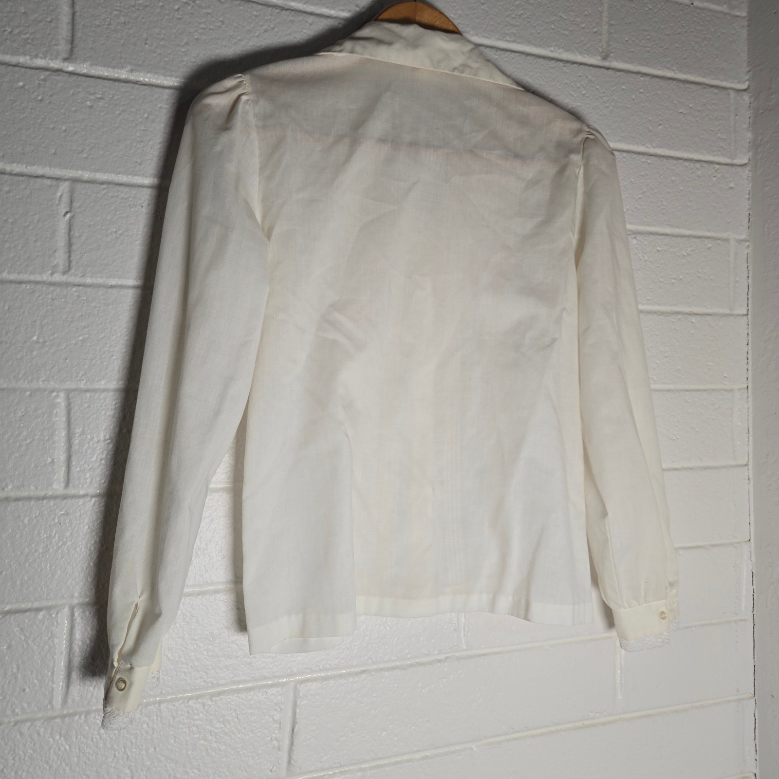 Vtg Rhoda Lee White Lace Pintuck Blouse 10 Pirate Angel Regency Button Granny