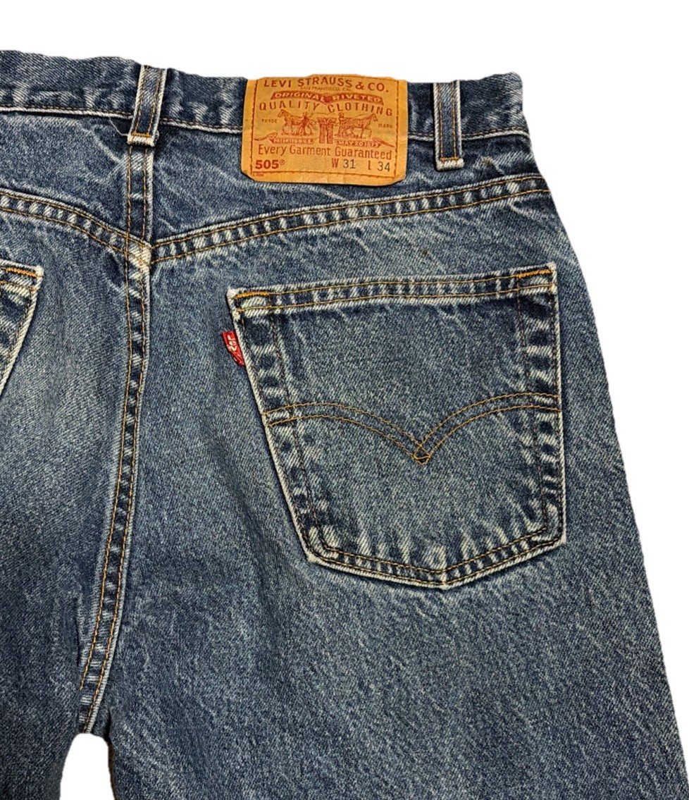 Vintage Levis 505 0216 Red Tab Blue Jeans Denim Womens 30×33 USA Made Fades 90s