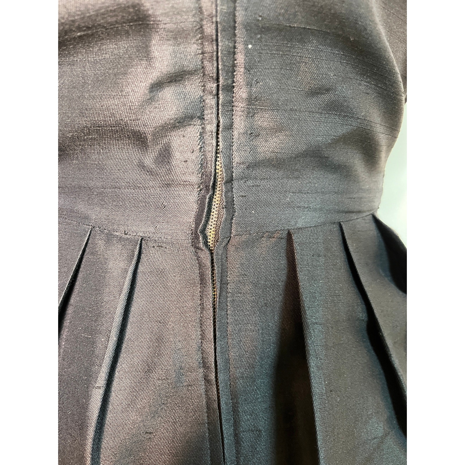 1950s Rare Christian Dior Black Silk Couture Bows New Look Old Money Tea Dress M