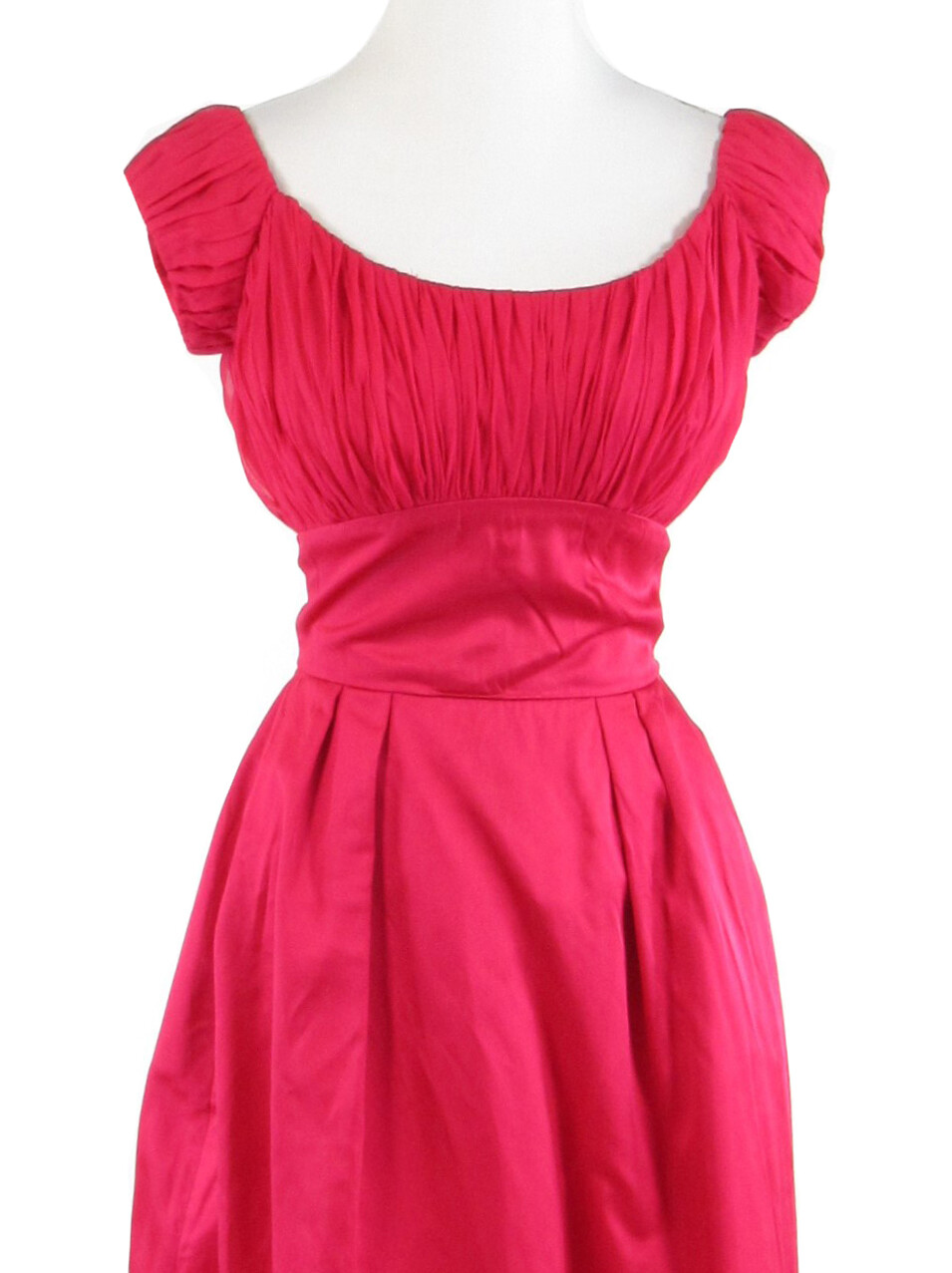 Rose red cap sleeve sheer overlay empire waist vintage dress XS