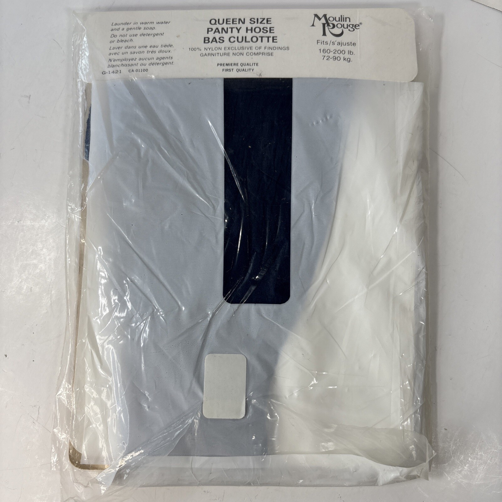 Vintage 1970’s Moulin Rouge Pantyhose 160-200 lbs QUEEN Size Navy NEW OLD STOCK!