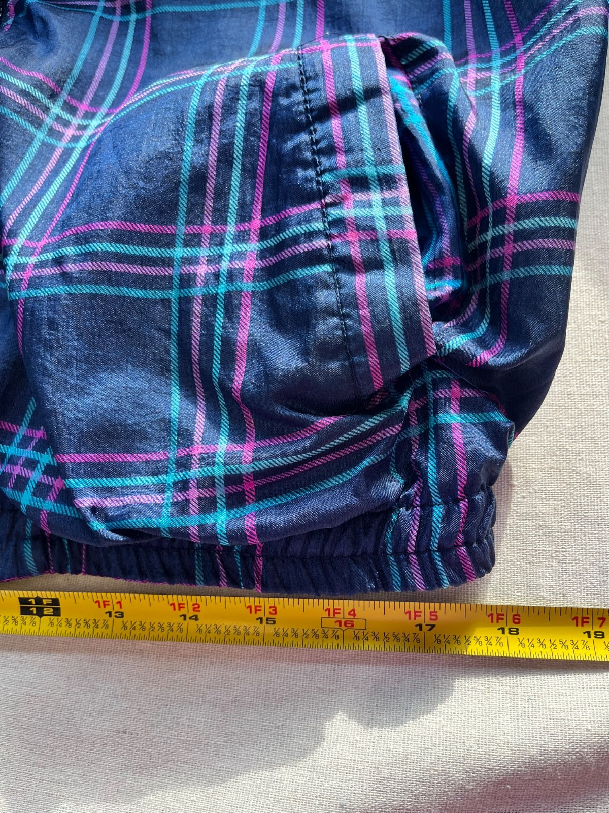 Vintage Pro Spirit Windbreaker Jacket Plaid sz M Navy 90’s Tracksuit Retro Nylon