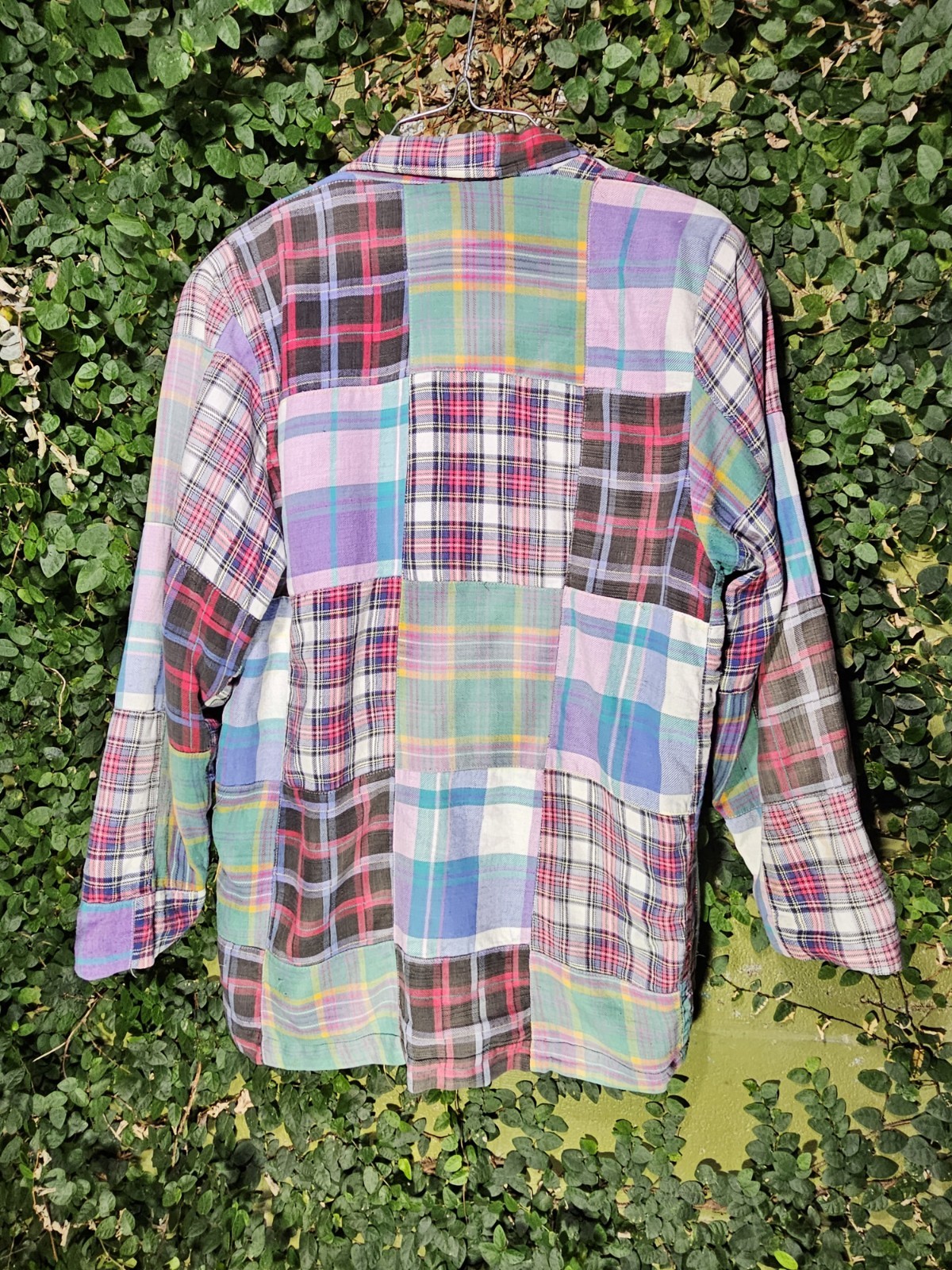 Vintage 80s Tangibles Patchwork Plaid Blazer Boho Preppy Sz M Jacket