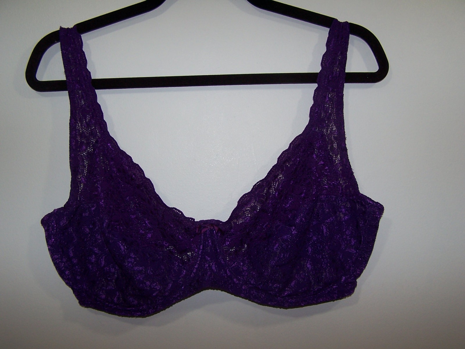 Vtg Intimate Attitudes Grape Jelly Purple Lace Underwire Bra Size 38DD