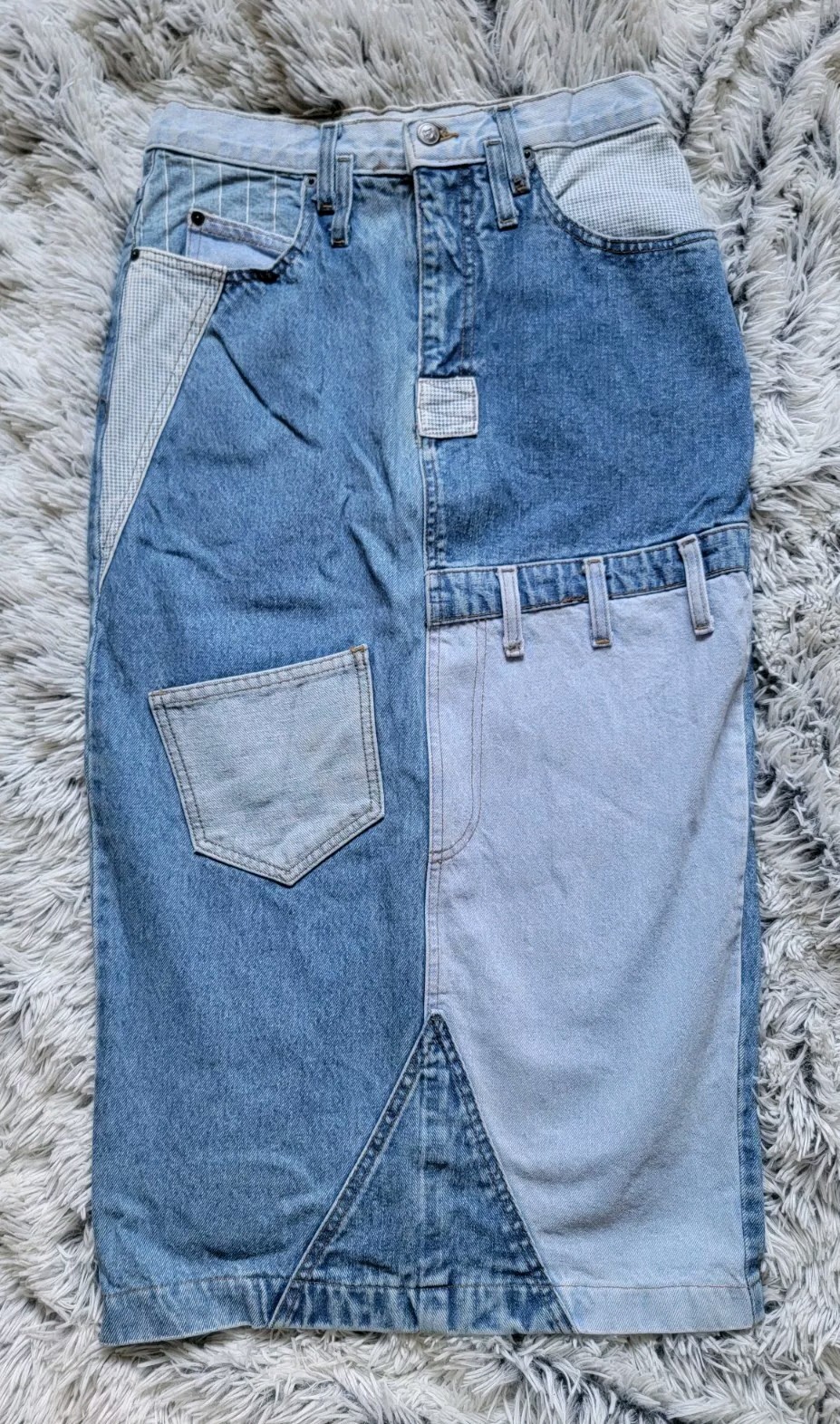 Vintage 1990’s L.E.I. Denim/Jean Long Slim High Rise Patchwork Skirt Size 11