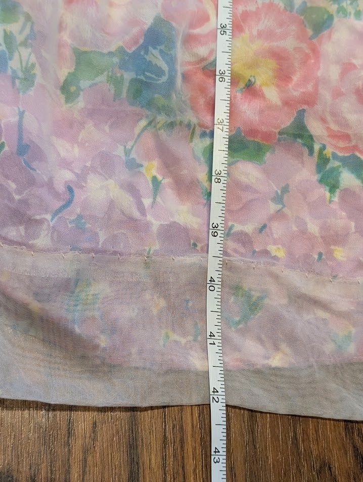 1950s VTG PASTEL FLORAL MIDI DRESS pleated sheer organza & calico XXS 0 1F