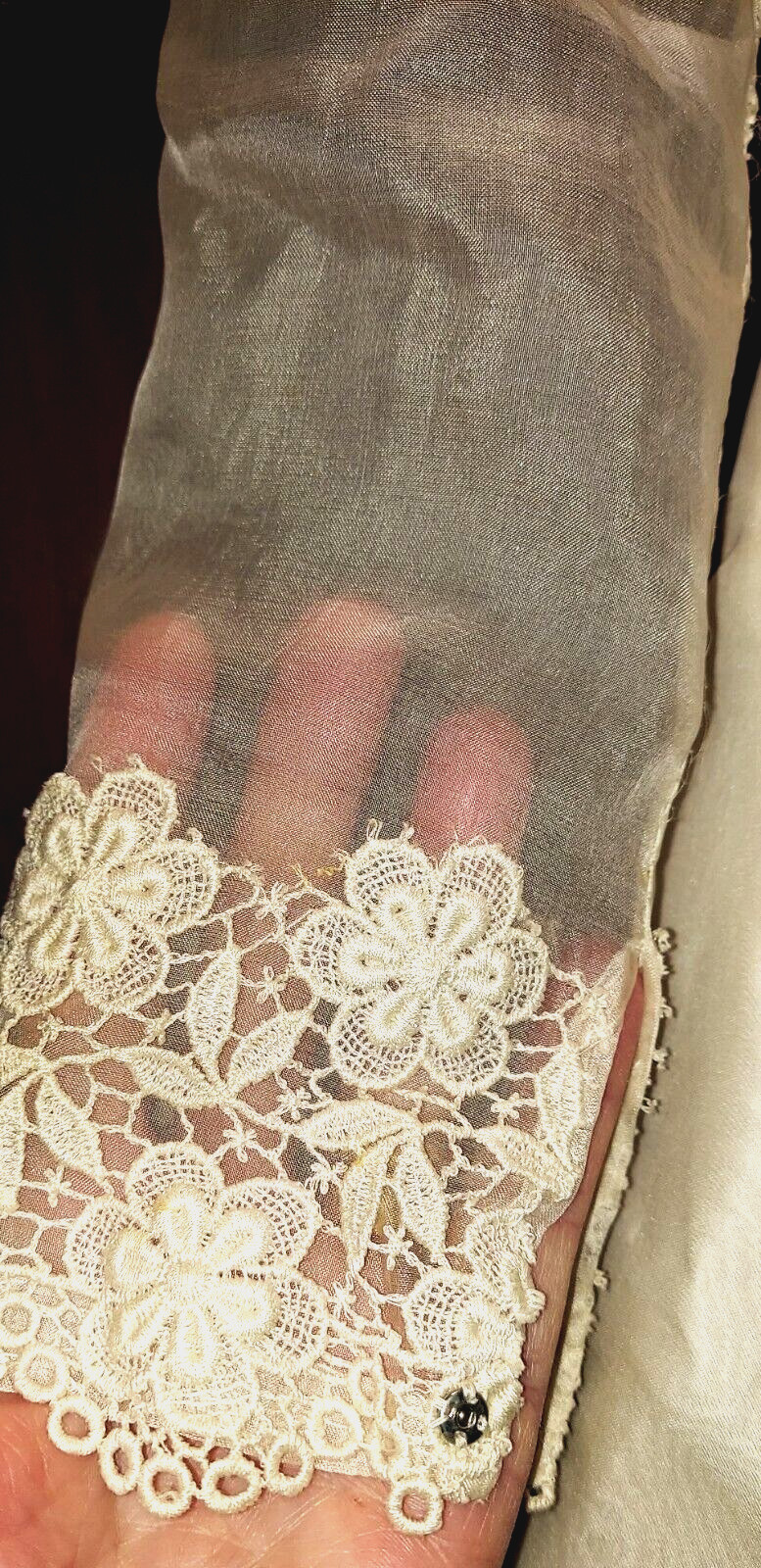 Beautiful Vintage Custom Handmade-Made Wedding Dress with Train – size S